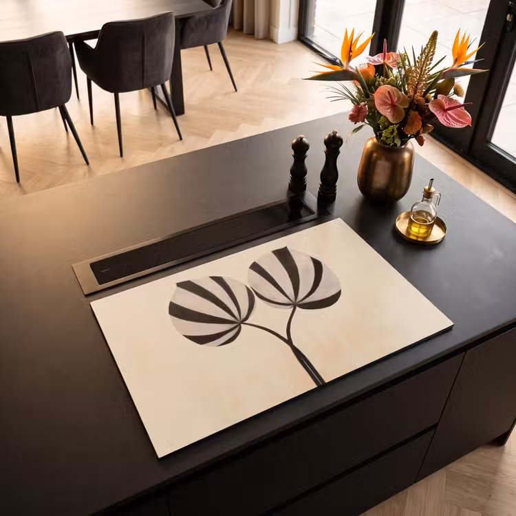Inductie beschermer - Bladeren - Gestreept - Stengel - Beige — 3