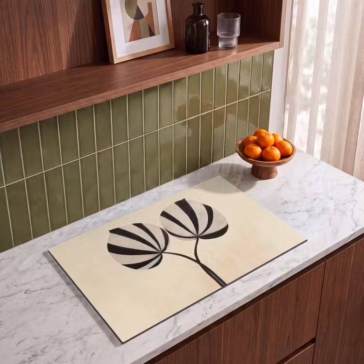 Inductie beschermer - Bladeren - Gestreept - Stengel - Beige — 4