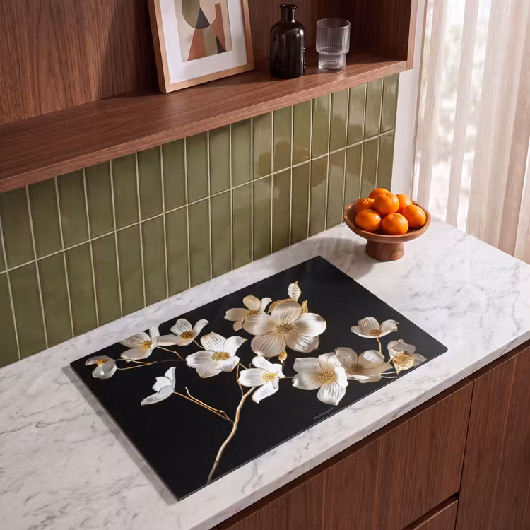 Inductie beschermer - Bloemen - Wit - Goud — 4