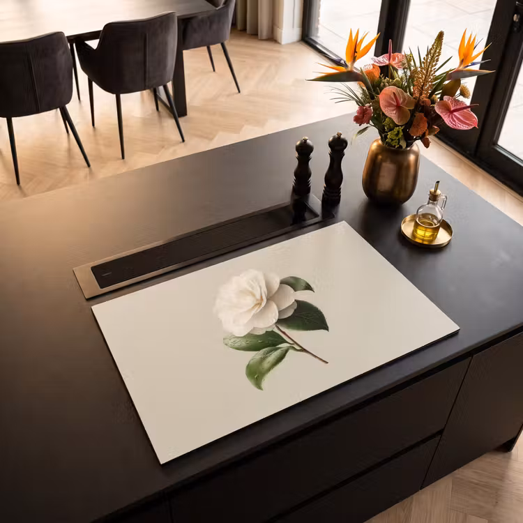 Inductie beschermer - Cameliabloem - Wit - Groen — 3