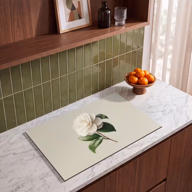 Inductie beschermer - Cameliabloem - Wit - Groen — 4