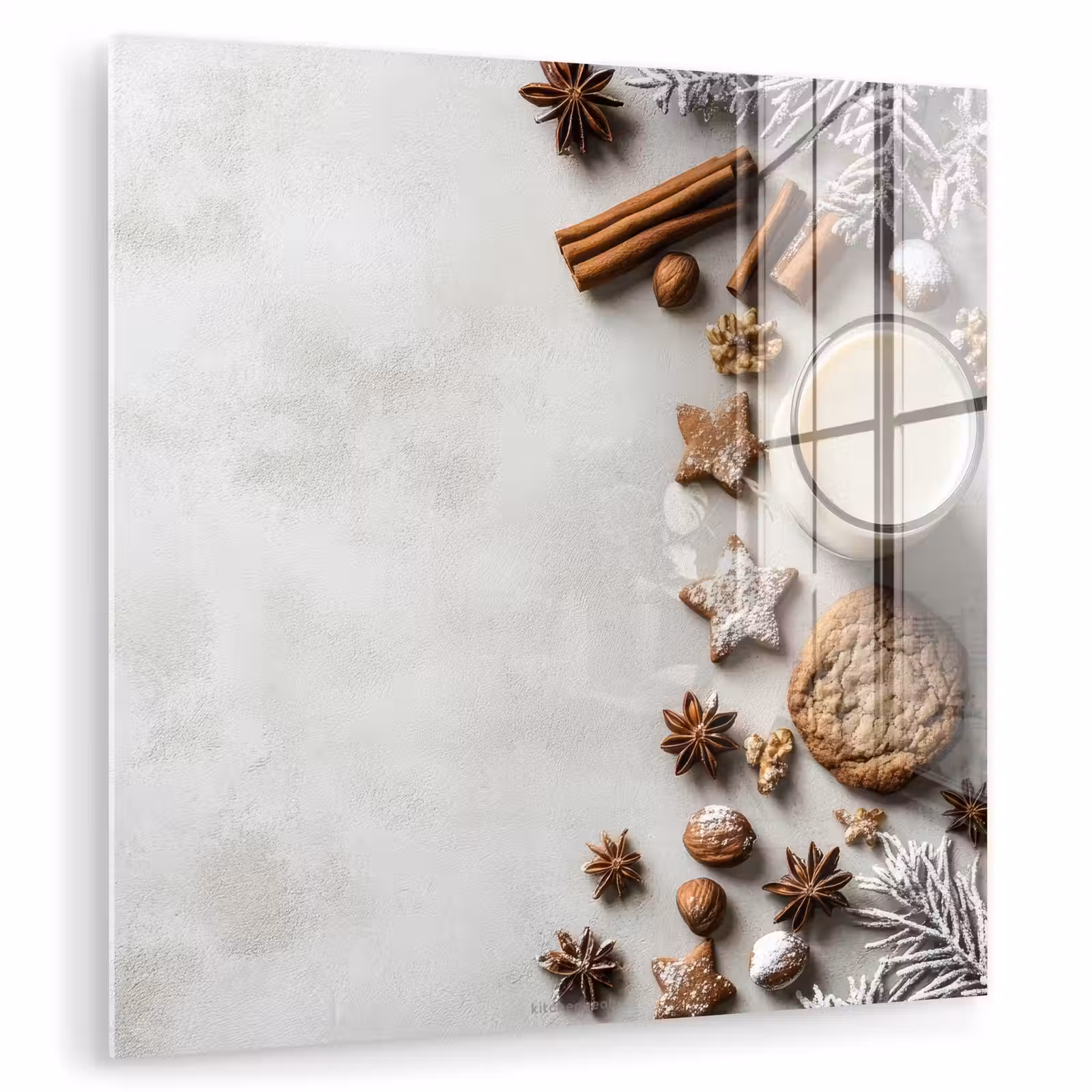 Glas schilderij - Winter - Kerst - Specerijen - Wit — 1