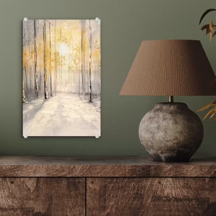 Glas schilderij - Winter - Abstract - Sneeuw - Natuur - Zon — 4