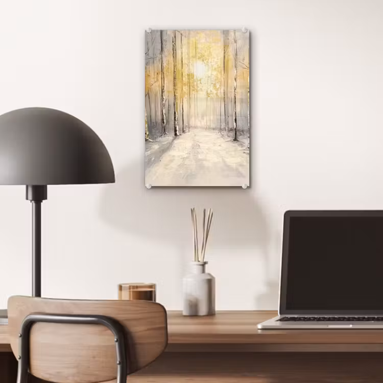 Glas schilderij - Winter - Abstract - Sneeuw - Natuur - Zon — 7