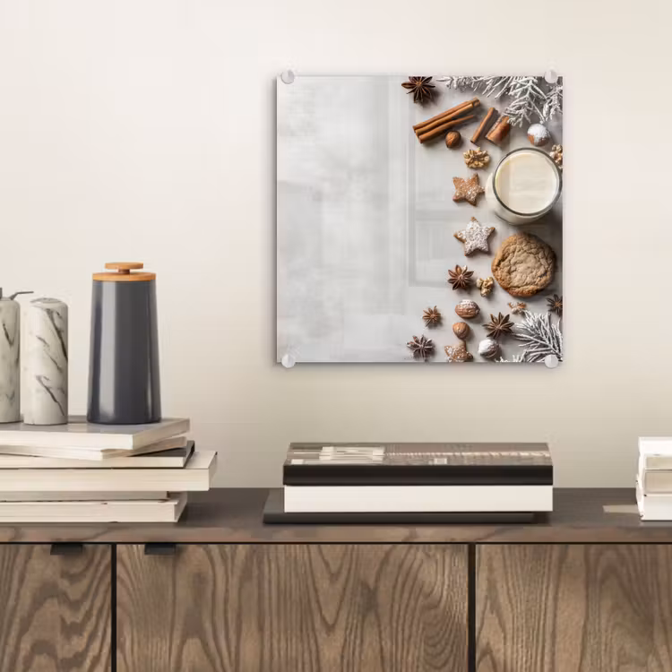Glas schilderij - Winter - Kerst - Specerijen - Wit — 2