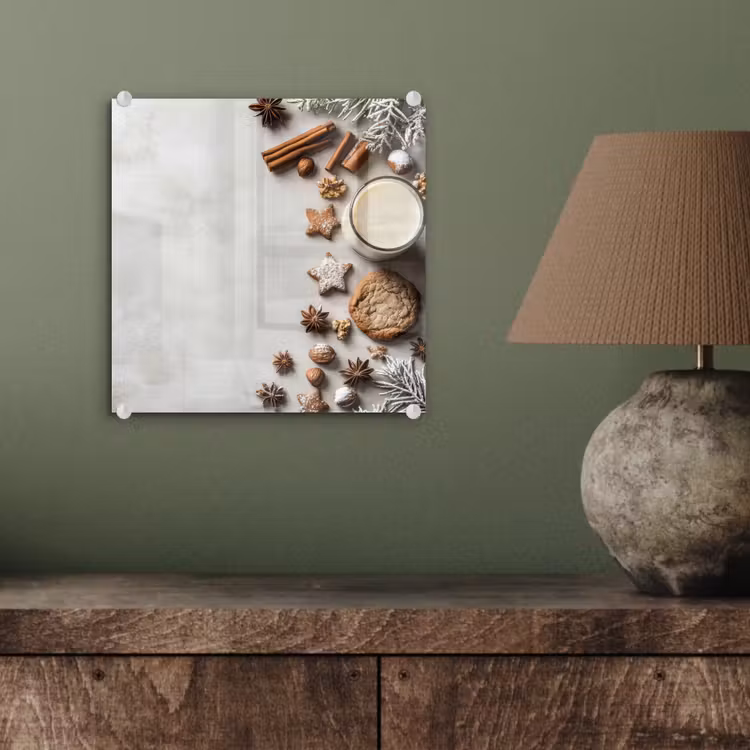 Glas schilderij - Winter - Kerst - Specerijen - Wit — 4