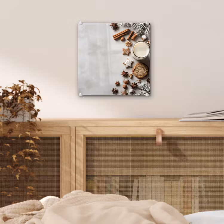 Glas schilderij - Winter - Kerst - Specerijen - Wit — 5