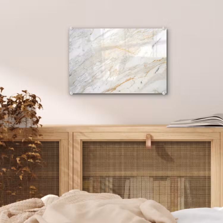 Glas schilderij - Zwart-wit foto van marmer — 4