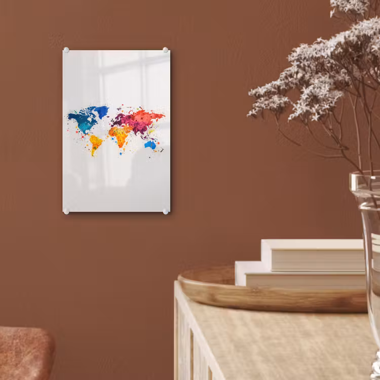Glas schilderij - Wereldkaart - Graffiti - Kleurrijk — 6