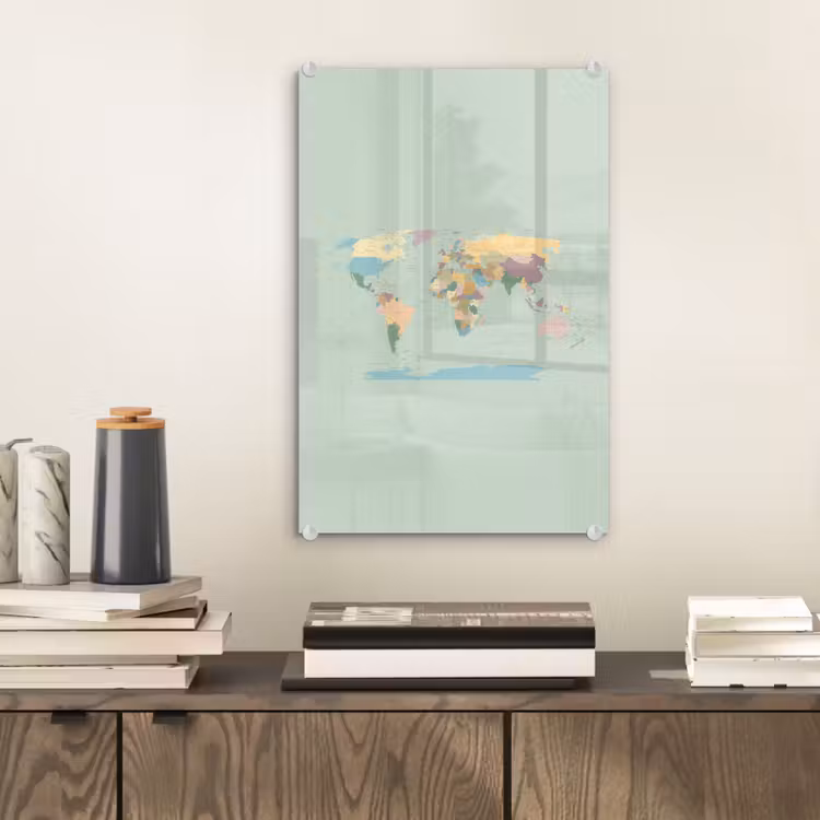 Glas schilderij - Wereldkaart - Realistisch - Kaart — 2