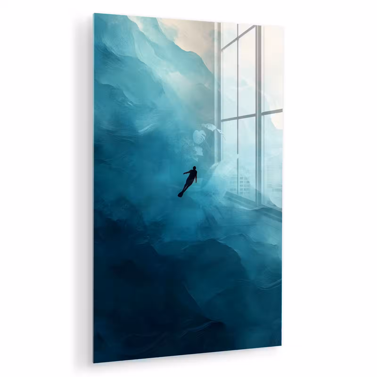 Glas schilderij - Zee - Silhouet - Abstract - Blauw — 1