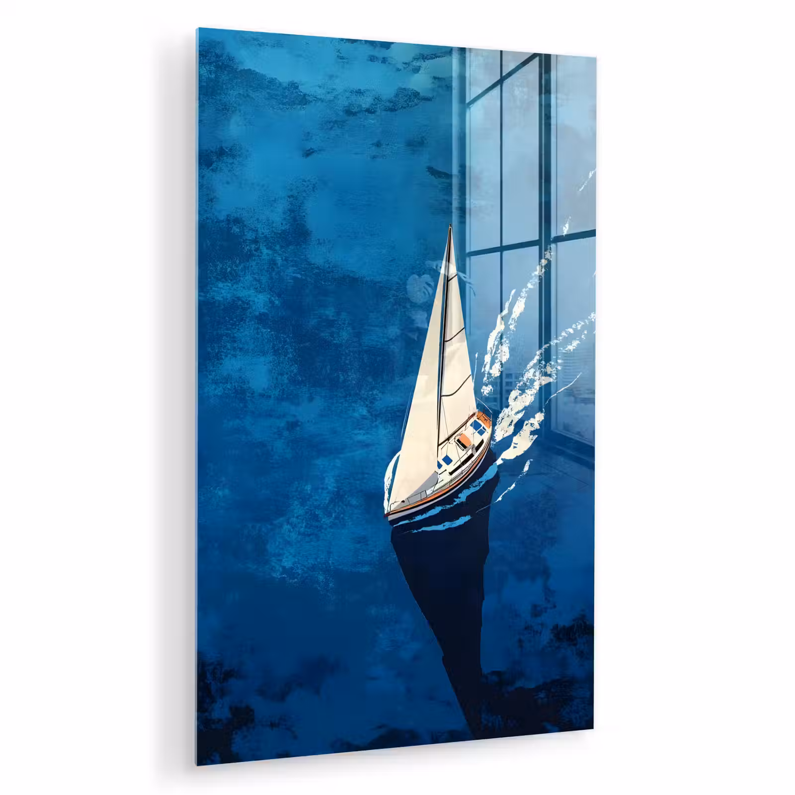 Glas schilderij - Zeilboot - Water - Abstract - Schaduw — 1