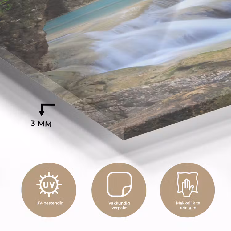 Glas schilderij - Waterval - Natuur - Rivier - Bos - Water — 3