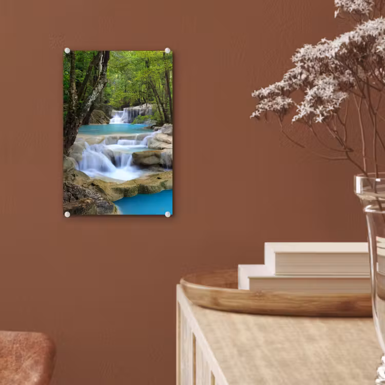 Glas schilderij - Waterval - Natuur - Rivier - Bos - Water — 6