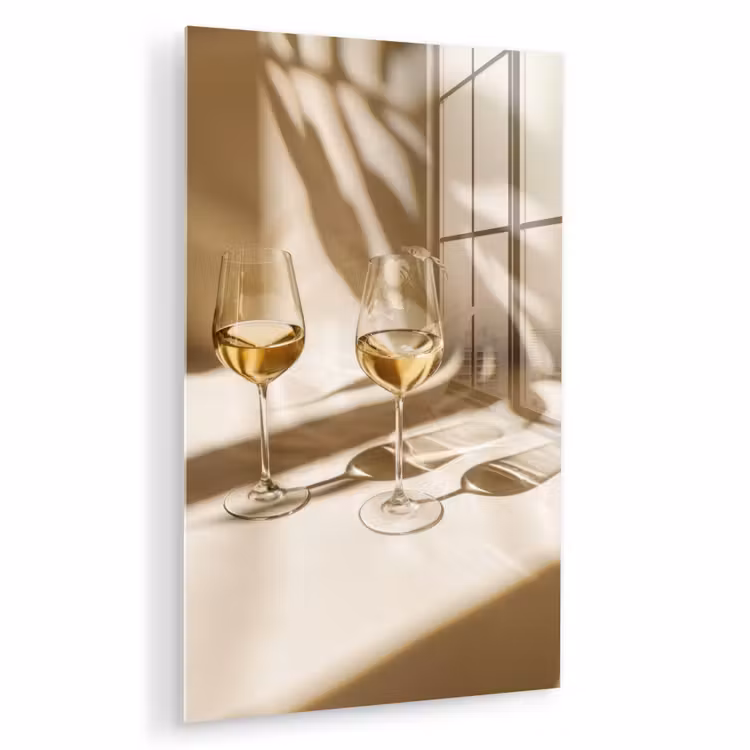 Glas schilderij - Wijn - Wijnglazen - Wit — 1