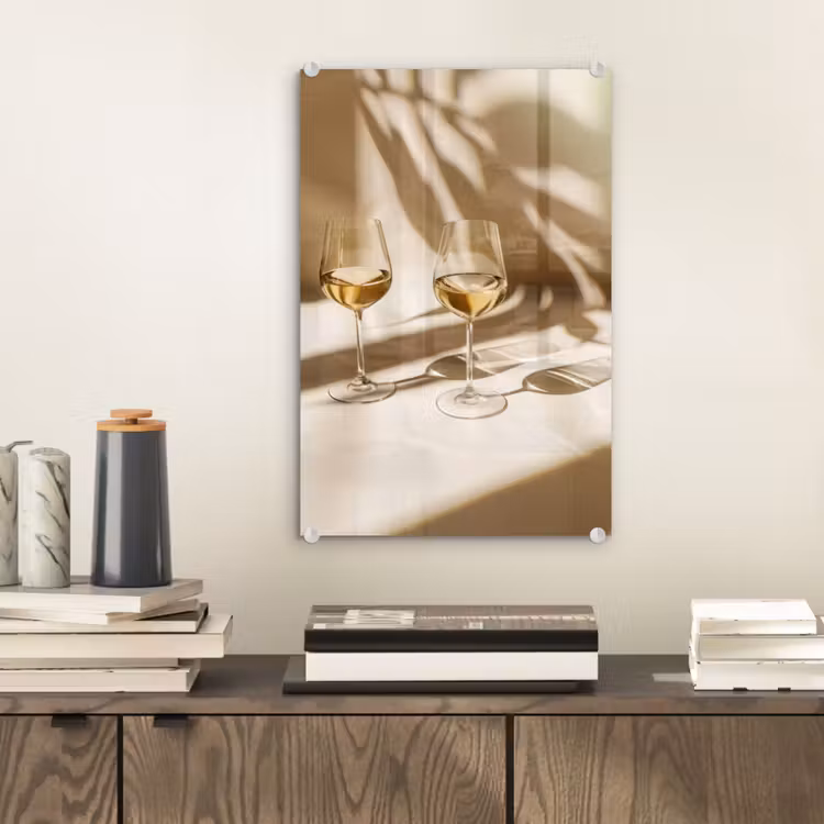 Glas schilderij - Wijn - Wijnglazen - Wit — 2