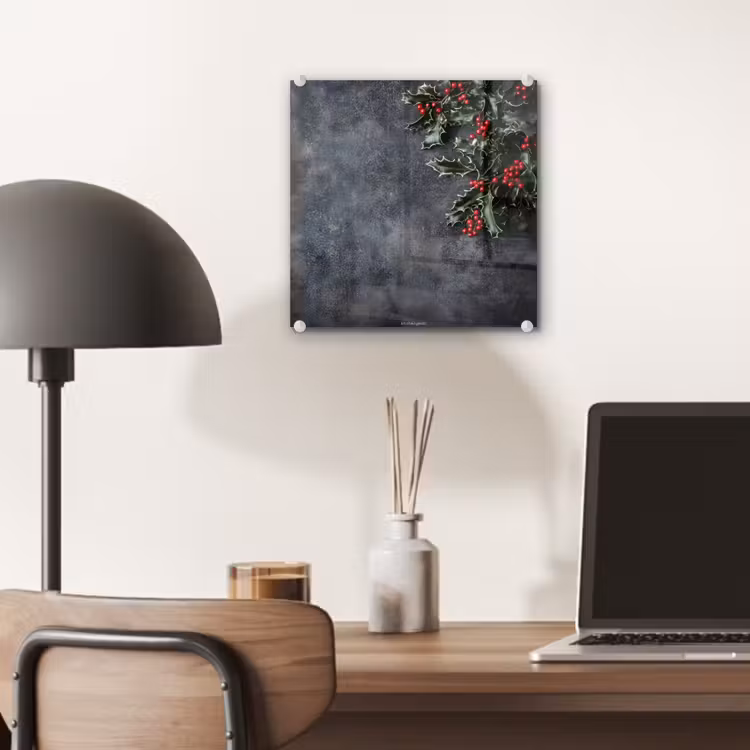 Glas schilderij - Winter - Hulst - Kerst - Beton — 7