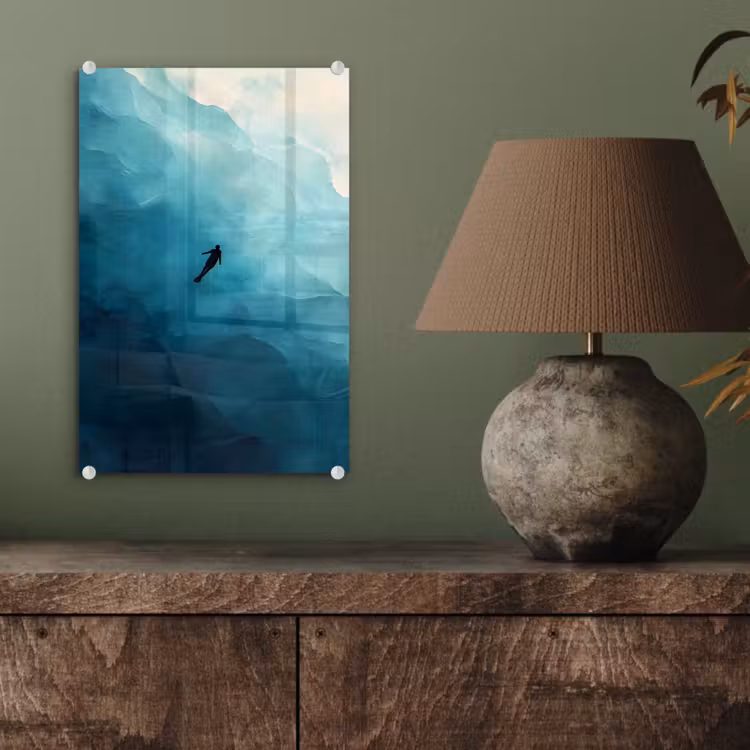 Glas schilderij - Zee - Silhouet - Abstract - Blauw — 4