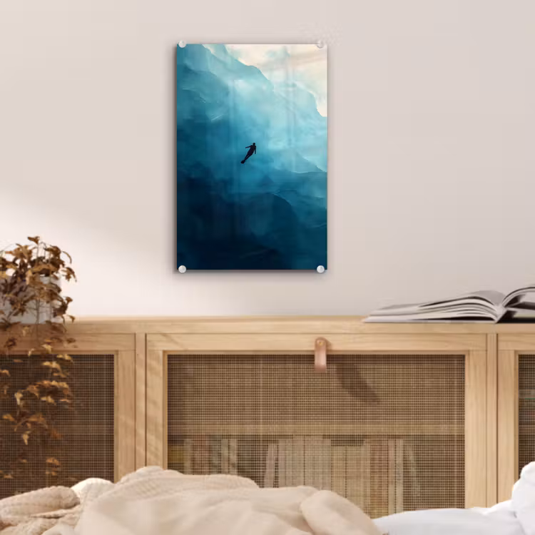 Glas schilderij - Zee - Silhouet - Abstract - Blauw — 5