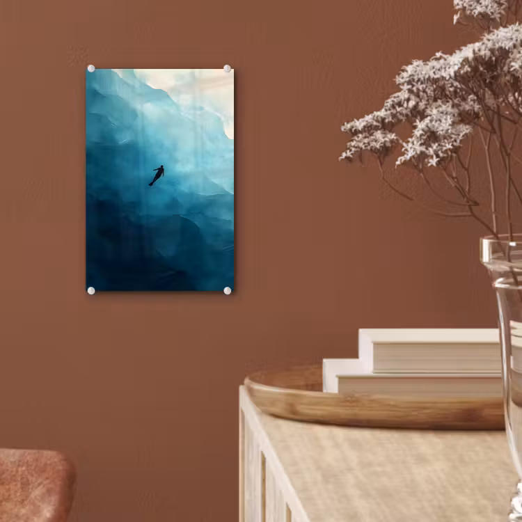 Glas schilderij - Zee - Silhouet - Abstract - Blauw — 6
