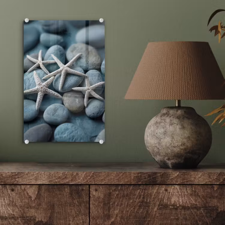 Glas schilderij - Zeesterren - Stenen - Wit — 4