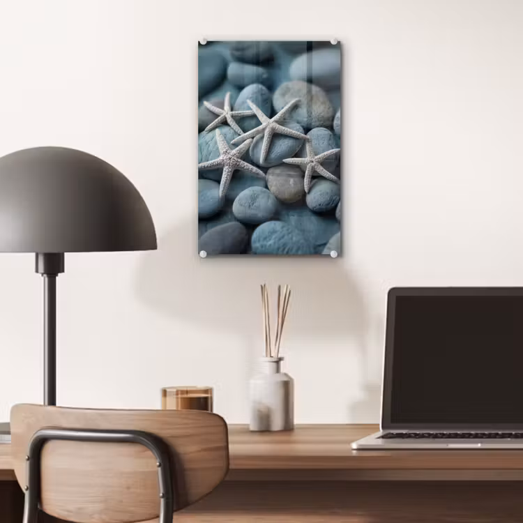 Glas schilderij - Zeesterren - Stenen - Wit — 7