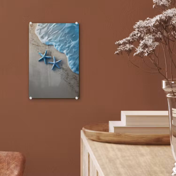 Glas schilderij - Zeesterren - Zand - Zee - Blauw — 6