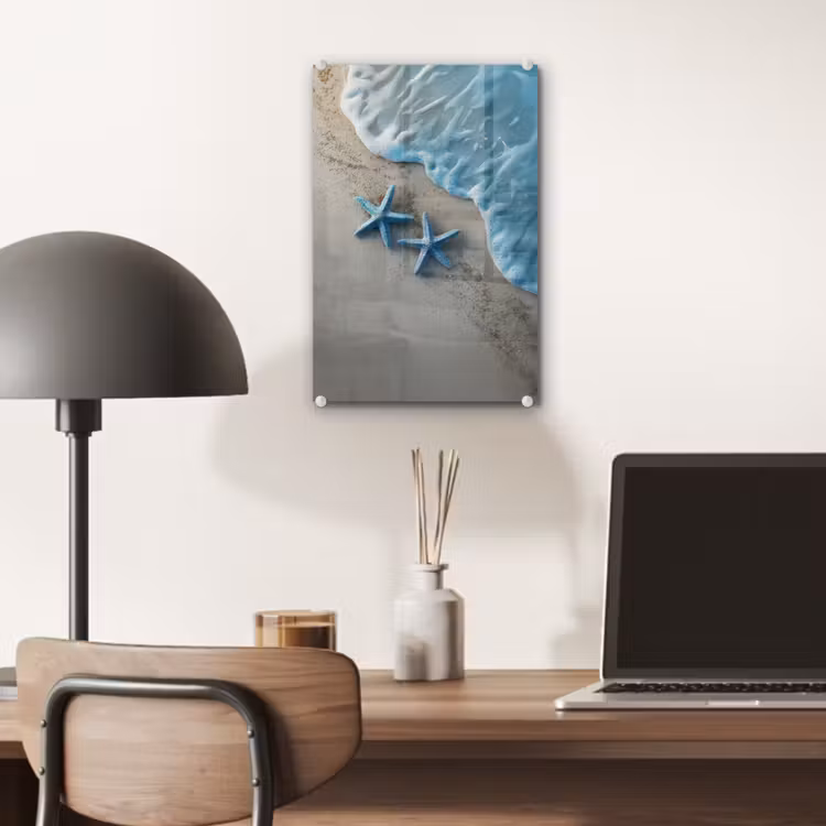 Glas schilderij - Zeesterren - Zand - Zee - Blauw — 7