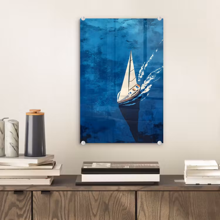 Glas schilderij - Zeilboot - Water - Abstract - Schaduw — 2
