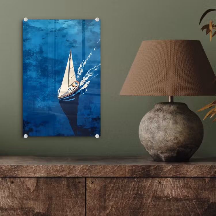 Glas schilderij - Zeilboot - Water - Abstract - Schaduw — 4