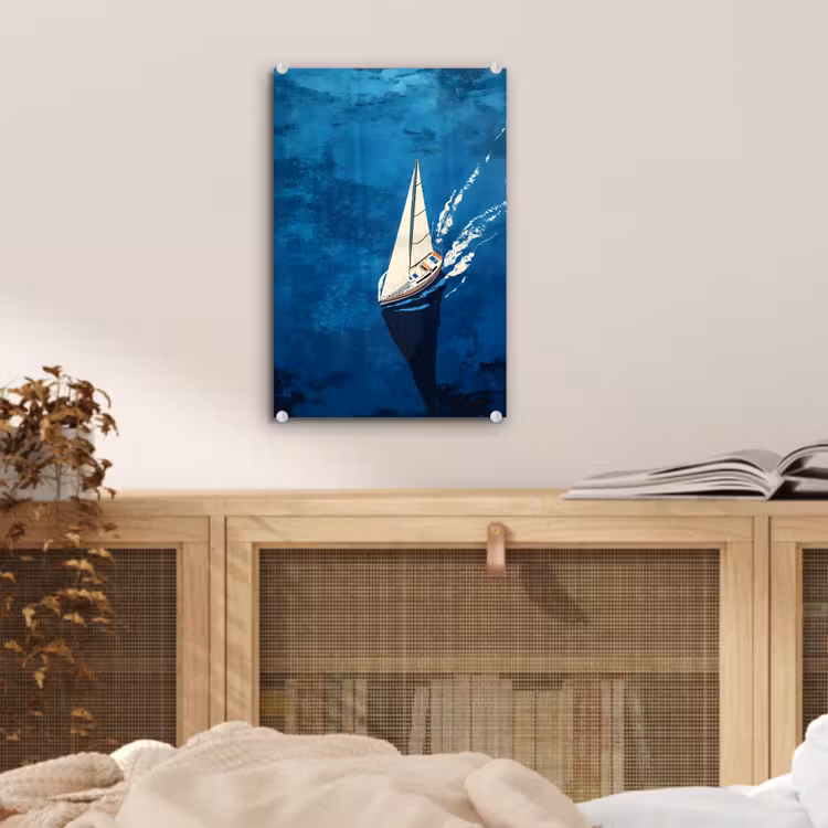 Glas schilderij - Zeilboot - Water - Abstract - Schaduw — 5