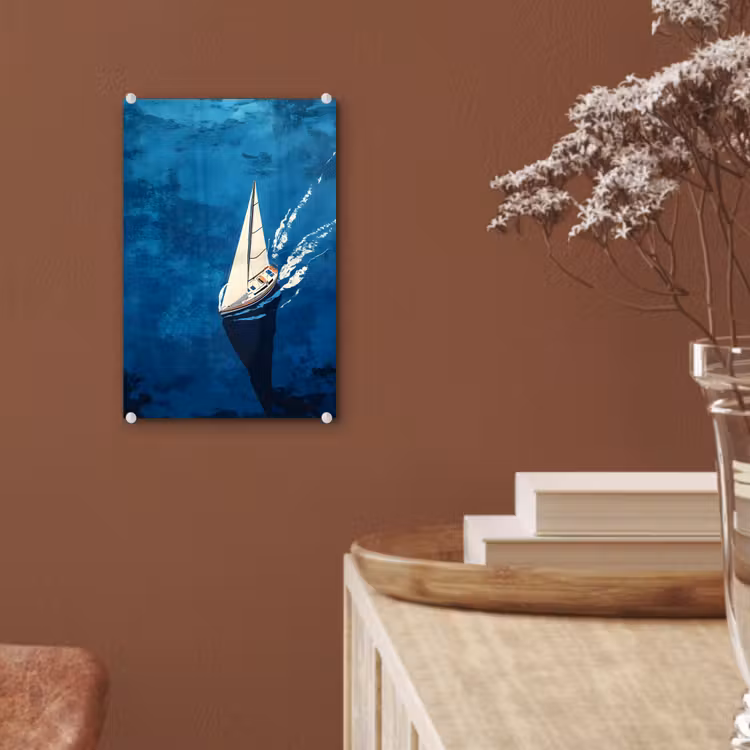 Glas schilderij - Zeilboot - Water - Abstract - Schaduw — 6