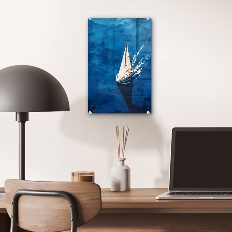 Glas schilderij - Zeilboot - Water - Abstract - Schaduw — 7