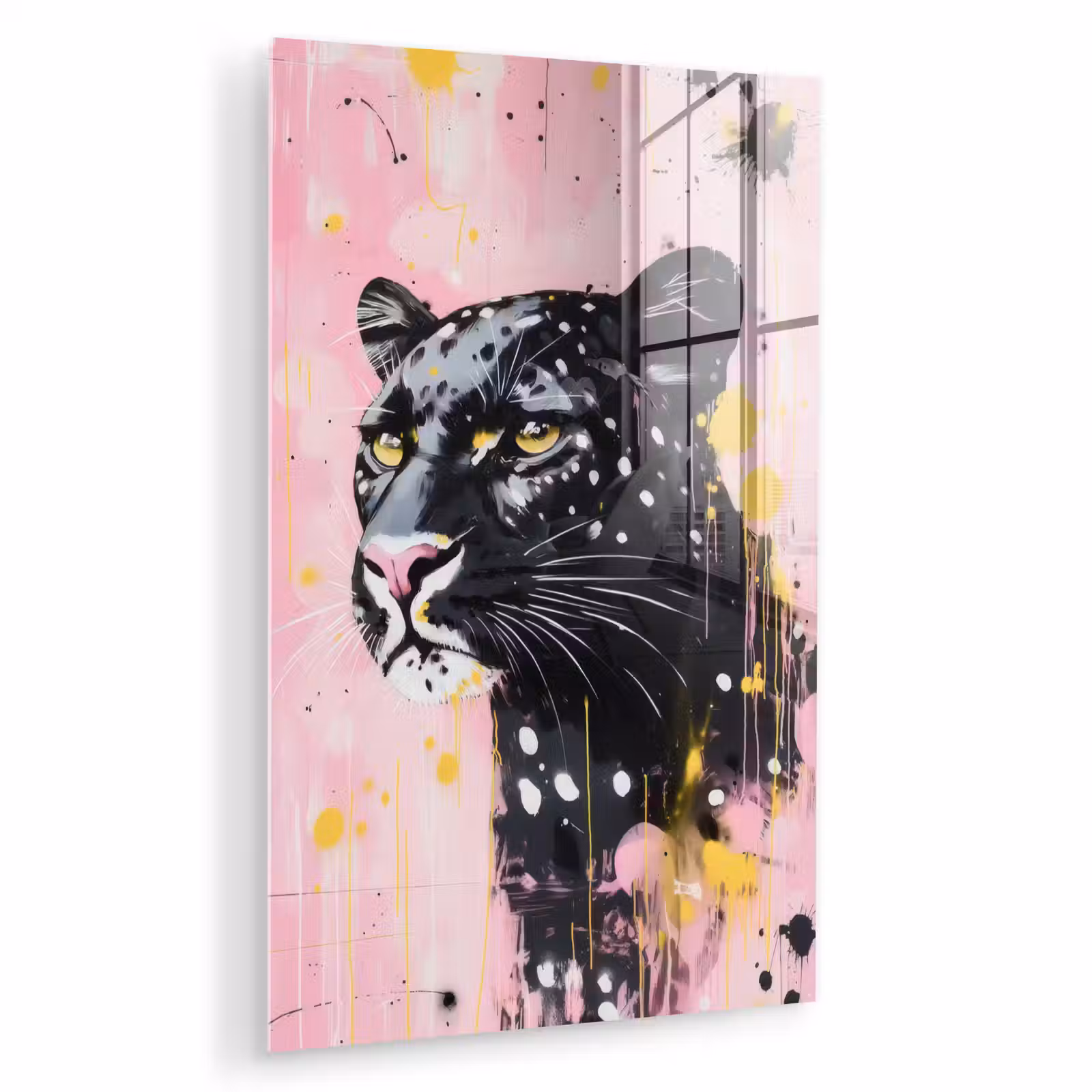 Glas schilderij - Zwart - Panter - Roze - Abstract — 1