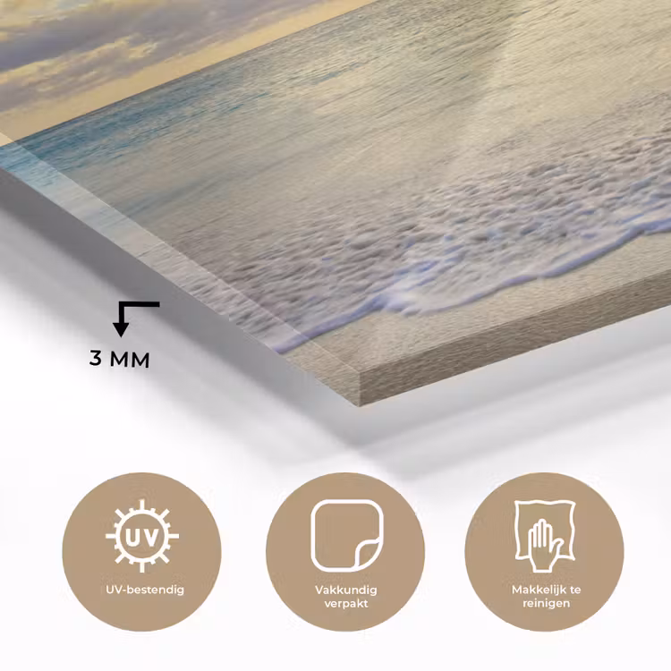 Glas schilderij - Zee - Strand - Wolken - Zon — 3