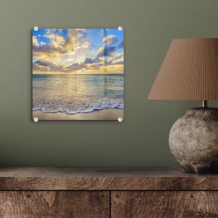 Glas schilderij - Zee - Strand - Wolken - Zon — 4