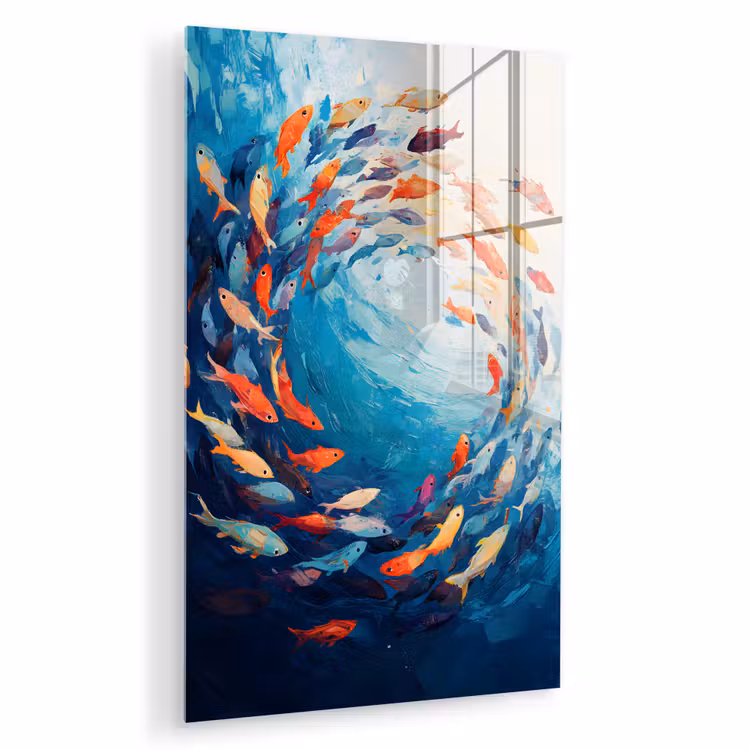 Glas schilderij - Zee - Vissen - Kleurrijk - Dynamisch — 1