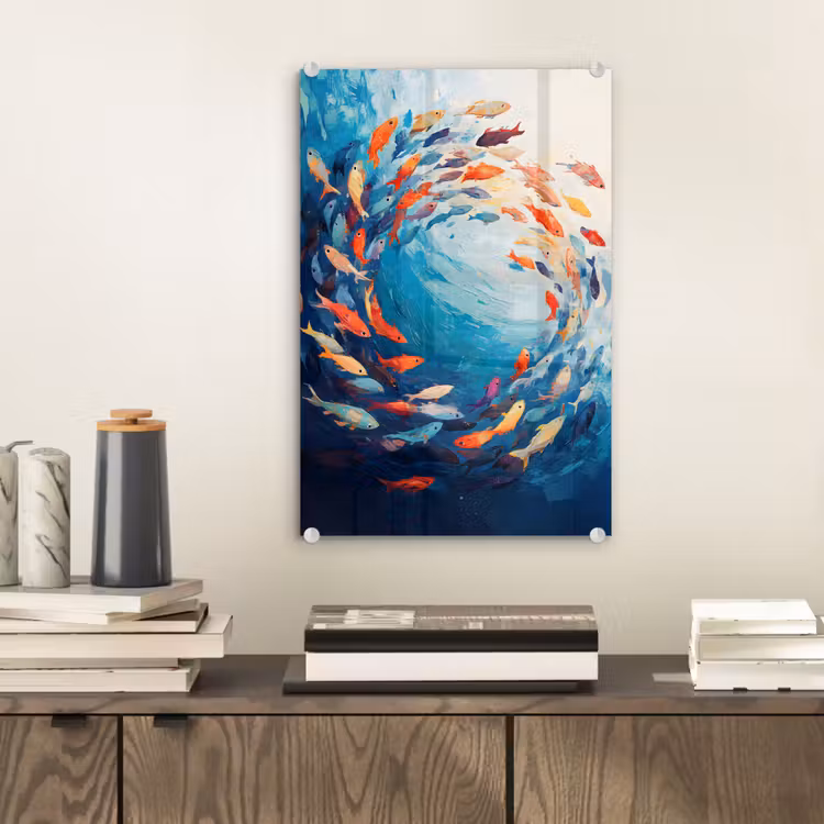 Glas schilderij - Zee - Vissen - Kleurrijk - Dynamisch — 2