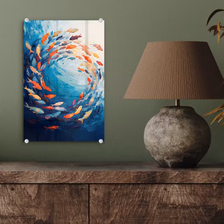 Glas schilderij - Zee - Vissen - Kleurrijk - Dynamisch — 4