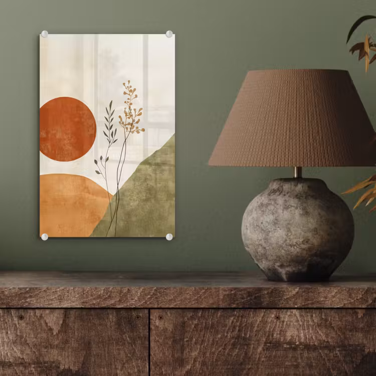 Glas schilderij - Zon - Abstract - Takken - Oranje — 4