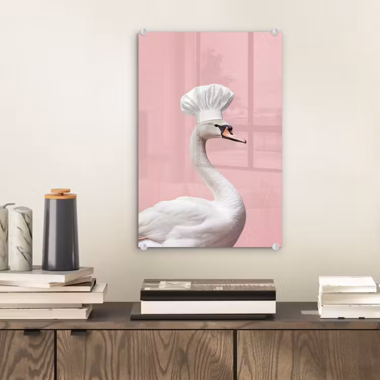 Glas schilderij - Zwaan - Koksmuts - Mooi - Klassiek — 2