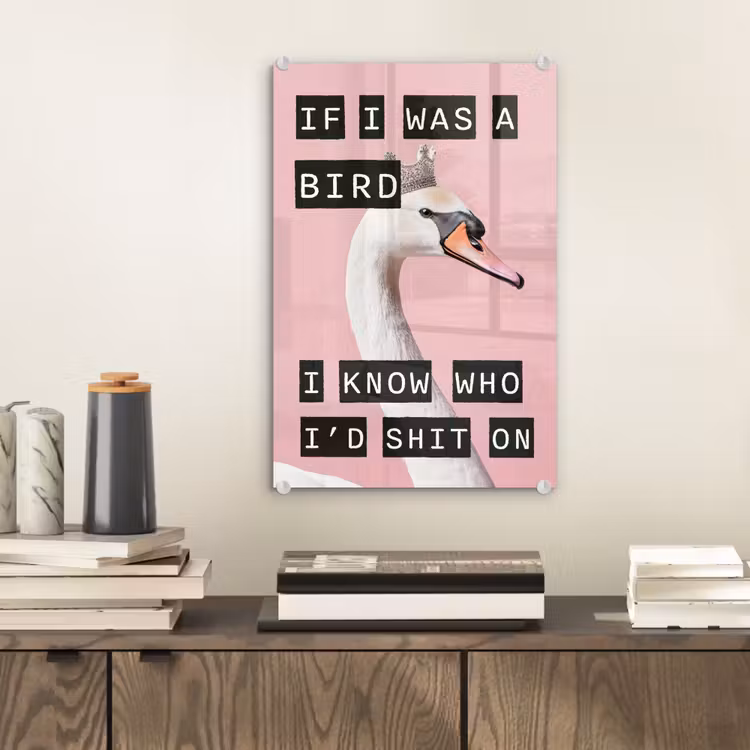Glas schilderij - Zwaan - Vogel - Decoratie - Roze — 2