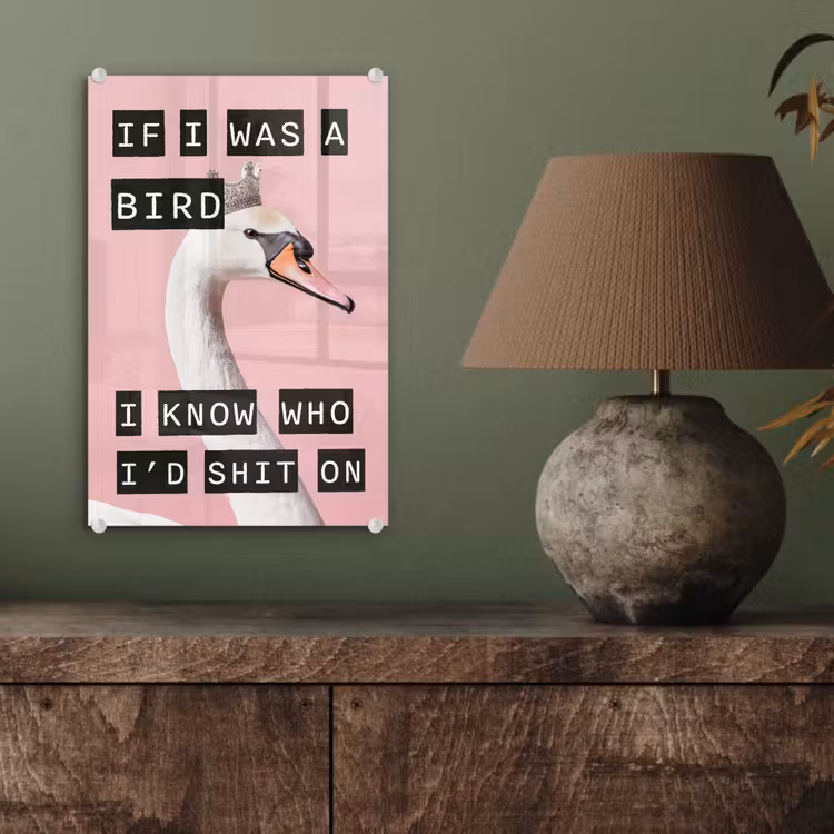 Glas schilderij - Zwaan - Vogel - Decoratie - Roze — 4