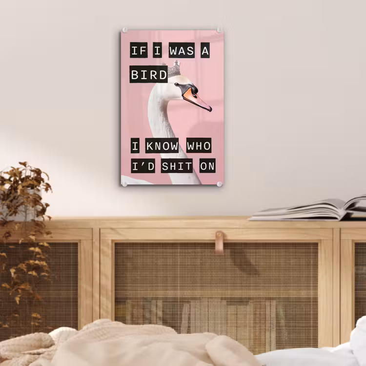 Glas schilderij - Zwaan - Vogel - Decoratie - Roze — 5