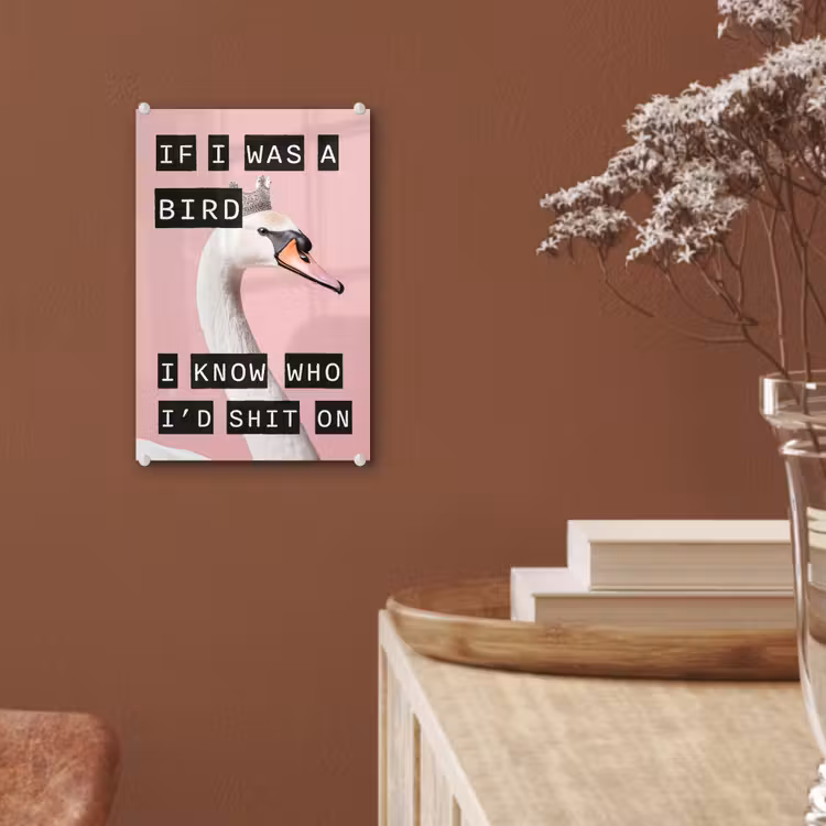 Glas schilderij - Zwaan - Vogel - Decoratie - Roze — 6