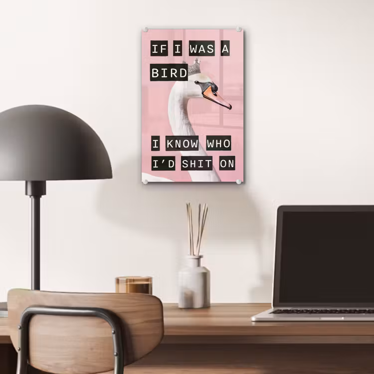 Glas schilderij - Zwaan - Vogel - Decoratie - Roze — 7