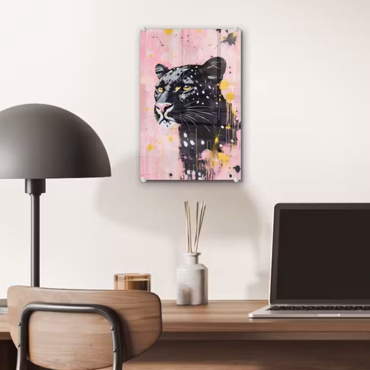 Glas schilderij - Zwart - Panter - Roze - Abstract — 7