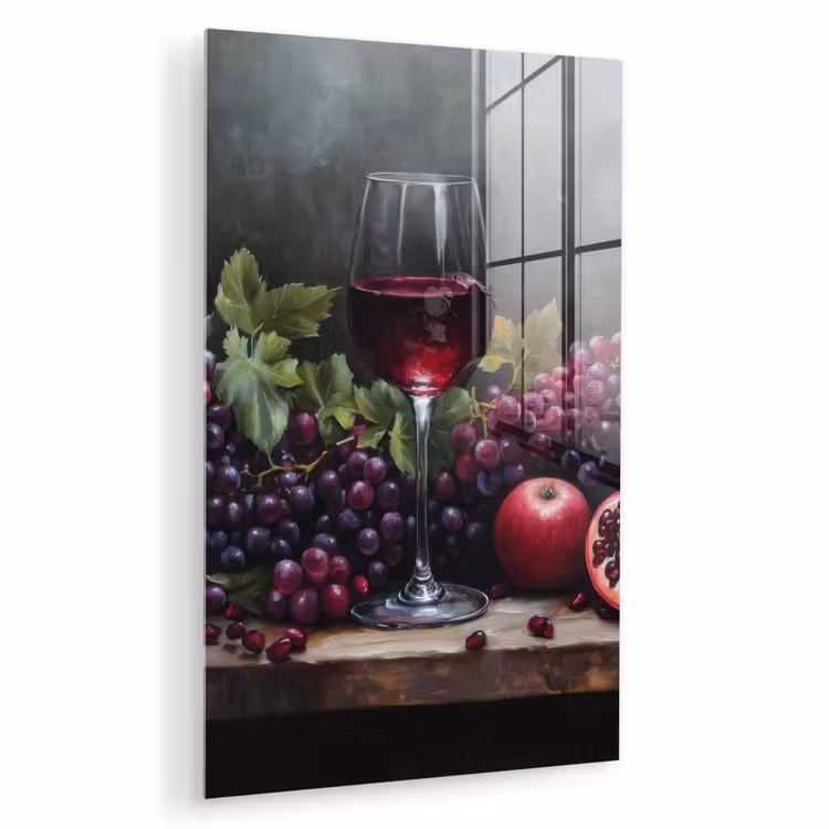 Glas schilderij - Wijn - Fruit - Stilleven — 1