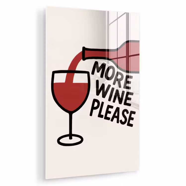 Glas schilderij - Wijnfles - Quote - Rood - Glas — 1