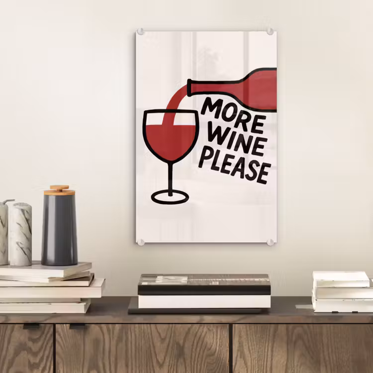 Glas schilderij - Wijnfles - Quote - Rood - Glas — 2